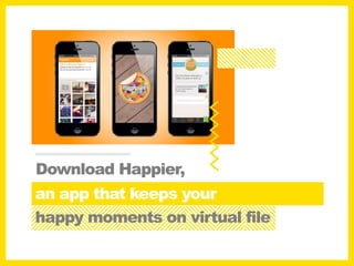Download Happier,
an app that keeps your
happy moments on virtual file
 