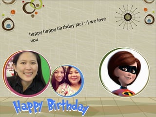 ! : -) w e love
                            c
                   h day ja
           ppy birt
happy ha
you
 