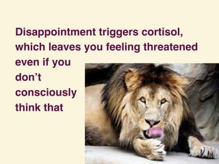 Disappointment triggers cortisol,
which leaves you feeling threatened
even if you
don’t
consciously
think that
 