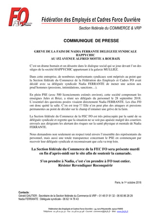 Fédération des Employés et Cadres Force Ouvrière – 54 rue d’Hauteville 75010 PARIS
Téléphone : 01.48.01.91.32 - Fax : 01.4...