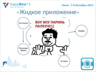 «Жидкое приложение»
Состояние

Фильтры

Выдача

Фидбек
Поиск
Календарь
Билеты
Поисковая
форма

Агенства

История

 
