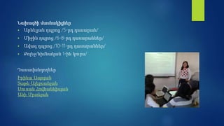 Նախագծի մասնակիցներ
 Արևելյան դպրոց /5-րդ դասարան/
 Միջին դպրոց /6-8-րդ դասարաններ/
 Ավագ դպրոց /10-11-րդ դասարաններ/
 Քոլեջ/հիմնական 1-ին կուրս/
Դասավանդողներ
Իրինա Ապոյան
Տաթև Ալեքսանյան
Սուսան Հովհաննիսյան
Անի Մրտեյան
 