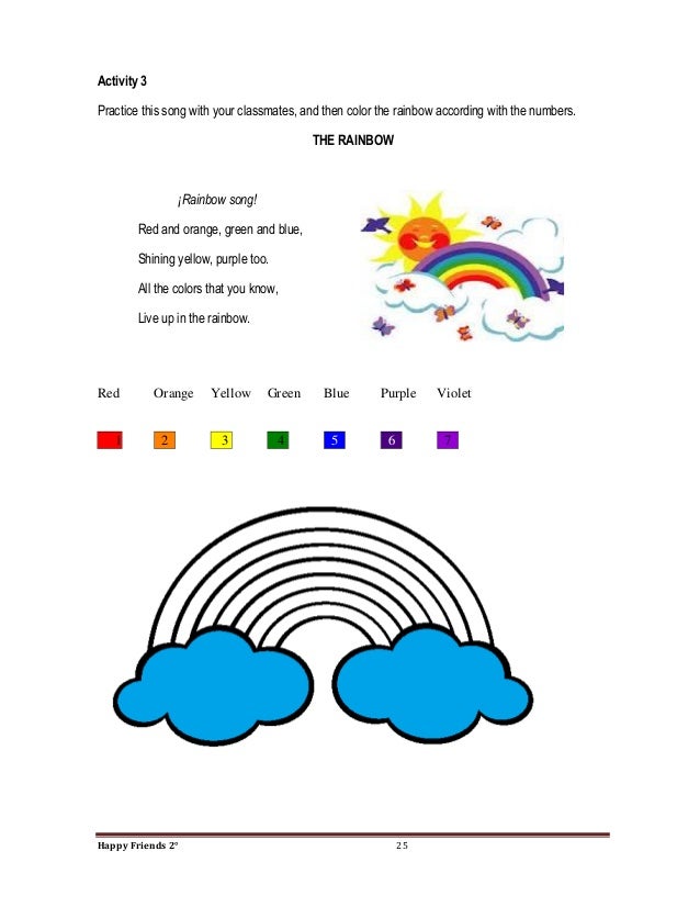 25 activity 3practice this song with your classmates and then color the rainbow - All The Colors Of The Rainbow Song 25 activity 3practice this song with your classmates and then color the rainbow - All The Colors Of The Rainbow Song