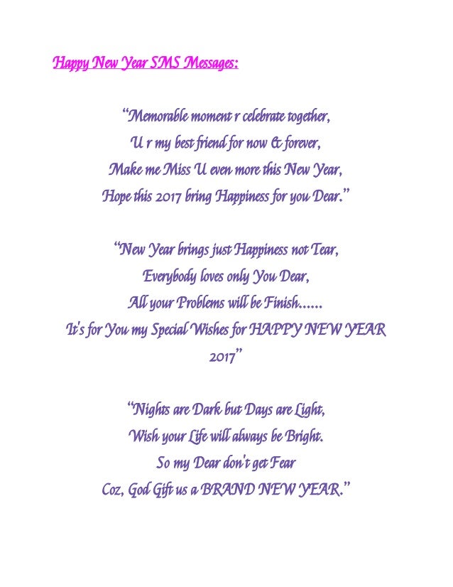 Happy New Year Messages 2017 Send The Ravishing New Year SMS