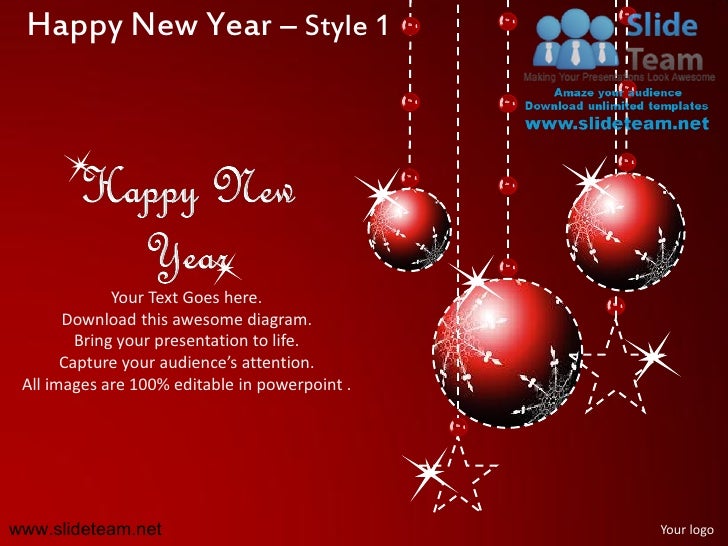 Happy new year style design 1 powerpoint slides.