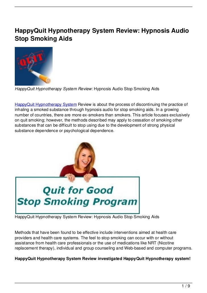 HappyQuit Hypnotherapy System Review Hypnosis Audio Stop Smoking Aids