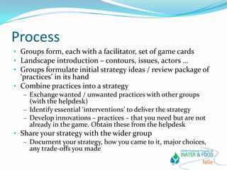 The ‘happy strategies’ game: Matching land and water interventions with landscape needs