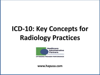 ICD-10: Key Concepts for
Radiology Practices
1
www.hapusa.com
 