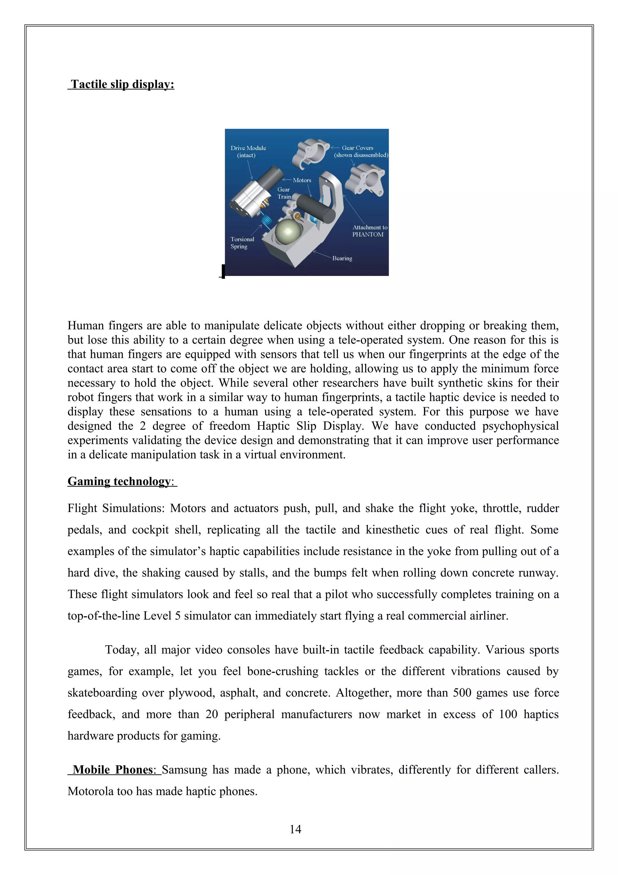 Haptic technology | DOC | Graphics Software | Computer Software and ...