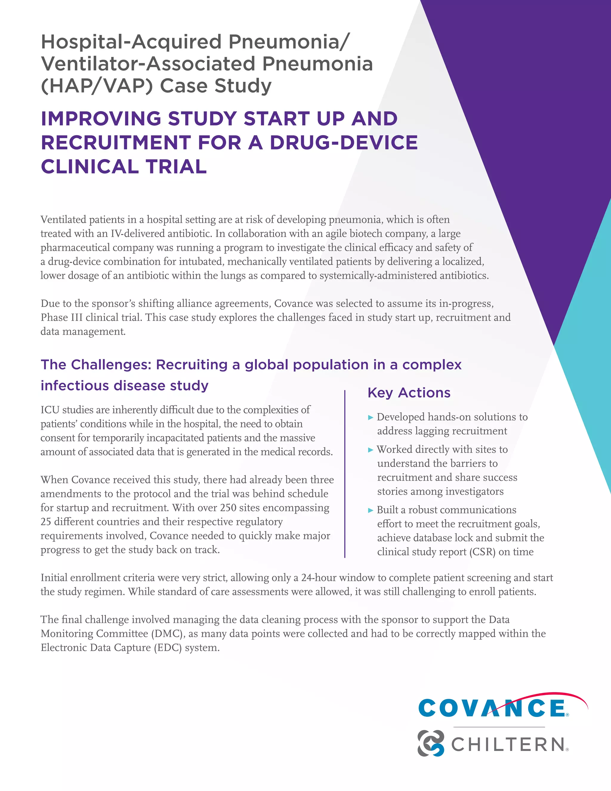Improving Study Start Up and Recruitment for a Drug-Device Clinical ...