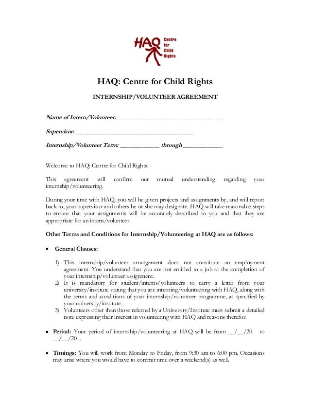 HAQ Internship Agreement