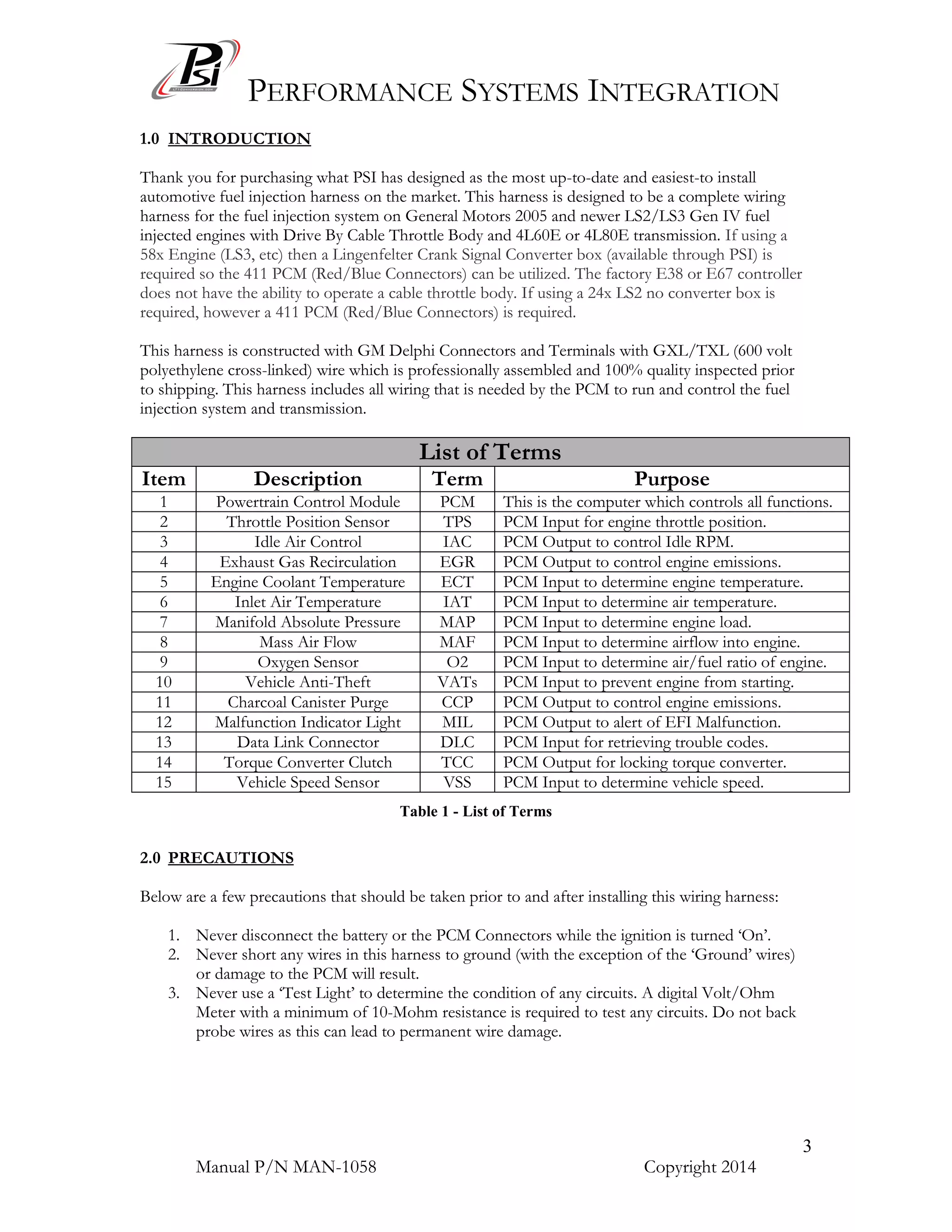 Manual: 2005 and Newer - LS2 LS3 Drive By EFI Wiring Harness | PDF