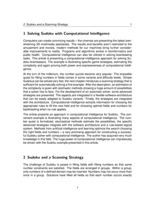 Sudoku Solving with Computational Intelligence | PDF