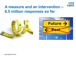 www.england.nhs.uk
A measure and an intervention –
6.5 million responses so far
 