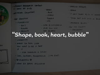 “Shape, book, heart, bubble”
 