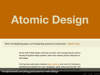 Turn powerful phrases into visual hooks.
bradfrostweb.com/blog/post/atomic-web-design
 