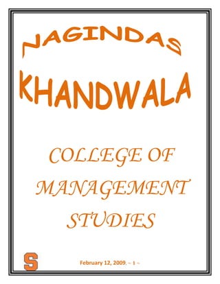 COLLEGE OF MANAGEMENT  STUDIES “BUSINESS ENVIRONMENT” SUBMITTED TO PROF. MONA BHATIA BUSINESS PLAN (A PRODUCT) -76200742315SCHOOLMATE CORPORATION PRESENTS -768352432050ID CARD REEL (PULLEY). 2800350605790 Page no.Sr. no.INDEX:- THE VISION6 THE MISSION7 OBJECTIVES OF BUSINESS8 FINANCING STRATEGY9 MARKETING PLANS10 QUALITY ASSURANCE11 EXPANSION12 THE VISION:- We have a long-term plan to be in business for ourselves and to utilize the specialized business knowledge we will gain. The business relationships we have developed include wholesaler:  LUCKY PLASTICS. The reasons that we feel our plans are realistic are:   ID CARD REEL (PULLEY) IS STYLISH AND SOMETHING NEW FOR THE STUDENTS. There are special market conditions that are favorable to our getting started at this time it is:- ID PULLEY is something new in the market and rarely found… MISSION:- OUR MISSION IS TO SET NEW TREND AND STYLE TO WEAR IDENTIFICATION CARD…. & TO SATISFY OUR COSTOMERS BY PROVIDING QUALITY PRODUCT AND INCREASE OUR PUBLIC RELATIONSHIP...……..    OBJECTIVES OF BUSINESS After a strong market survey we found that, wearing ID card is compulsory but students ignore to wear ID card because it’s not comfortable to wear it on the neck. It is inconvenient for them. They feel it’s not trendy. So to make it stylish and convenient we have decided our product as ID CARD REEL (PULLEY).   Now there’s no need to hang the ID card on neck. The reel helps you to clip it on your belt, jeans, and sleeves. The ADDITIONAL FEATURE of the PULLEY is that, if any authority demands for the ID CARD then students can easily pull the reel to show their ID CARD.  Since, wearing ID CARD on the neck is not comfortable students IGNORE WEARING ID CARD.  Hence our prime objective is to make all the students wear ID CARDS in a new style & trend. Financing Strategy We will enjoy pricing power in marketing ID CARD REEL (PULLEY). Our requirements for start-up capital are as follows:  Attached is a list of expenses for which I will require either start-up capital or financing.  These items include buying supplies, tooling, travel expenses and start-up overhead expenses.   Our sources of cash for starting my business are as follows.  I have provided a spreadsheet showing all of the sources of start-up equity capital. TOTAL INVESTMENTS: -Rs.625 PRODUCT:Rs.475 ADVERTISMENT:Rs.150 COST PRICE: - Rs.12 SELLING PRICE: - Rs.15 Marketing Plans Short range plan (6 to 12 days): Initially our advertising and promotion will be done on an entirely personal basis. To sell our product we have done advertisement by putting up posters and charts. We will be depending on the combination of fresh styling, quality and price to break into this market OUR UNIQUE FEATURE WILL INCLUDE: A COMPLETE NEW LOOKS OF WEARING ID CARDS. Quality Assurance In order to ensure excellent quality products, we maintain strict quality control through measures like regular quality control checks, strict regulation of raw materials. Our company procures premium quality raw materials such as High Quality Plastics, string from reputed vendors. At the time of final delivery of the products, they are checked on various parameters like durability, efficiency. THE BUSINESS WHO’S ONLY MOTTO IS PROFIT  IS A POOR KIND OF BUSINESS…. CUSTOMER SATISFACTION IS OUR MAIN MOTTO… Expansion Once our business has been established we plan to implement the following growth strategy.  We anticipate it will take approximately 1 month to gain sufficient experience and level of profits before any expansion plans are implemented.   Our growth strategy will be guided by the following:  We will not set an inflexible timetable for expansion but will wait until a sound basis of experience, earnings and cash flow is achieved.    Accounting and cash flow controls will be in place with profit and loss statements prepared for every month. Our attorney will review all documentation regarding expansion.  This will include licensing and franchise agreements, important commitments with vendors and customers, etc. PRESENTED BY:- NISHIT MEHTA-154 ROHIT MAKWANA-147 ANITA-151 PAYAL AGRAWAL-001 VINAY -*** 