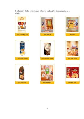It is basically the list of the product offered or produced by the organization as a
whole.
9
 