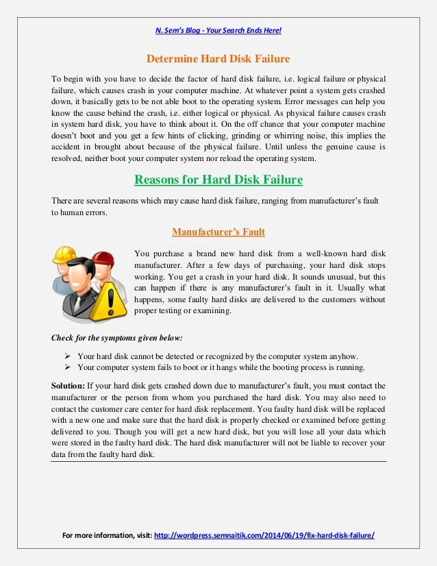 Hard disk failure Find Out Its Symptoms & Causes