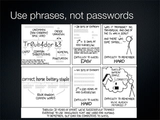 Use phrases, not passwords
 