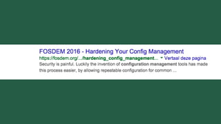 Hardening Your Config Management - Security and Attack Vectors in Config Management
