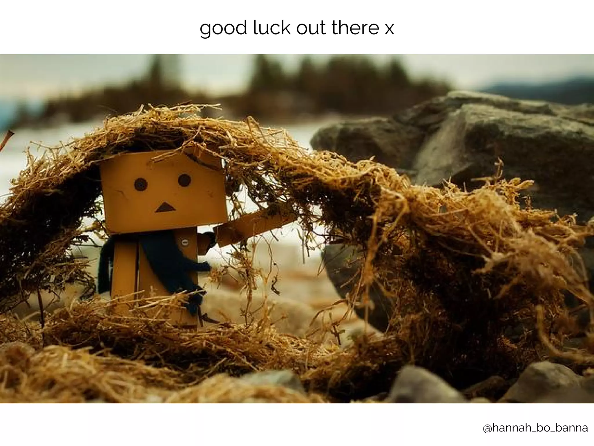 @hannah_bo_banna 
good luck out there x 
 