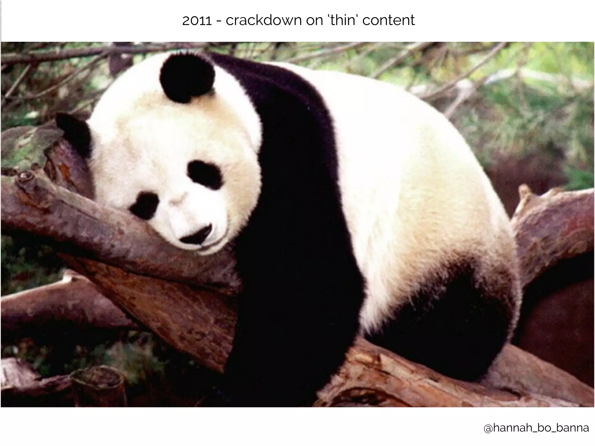 @hannah_bo_banna 
2011 - crackdown on ‘thin’ content 
 