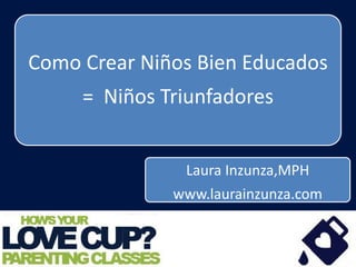 Como Crear Niños Bien Educados
= Niños Triunfadores
Laura Inzunza,MPH
www.laurainzunza.com
 