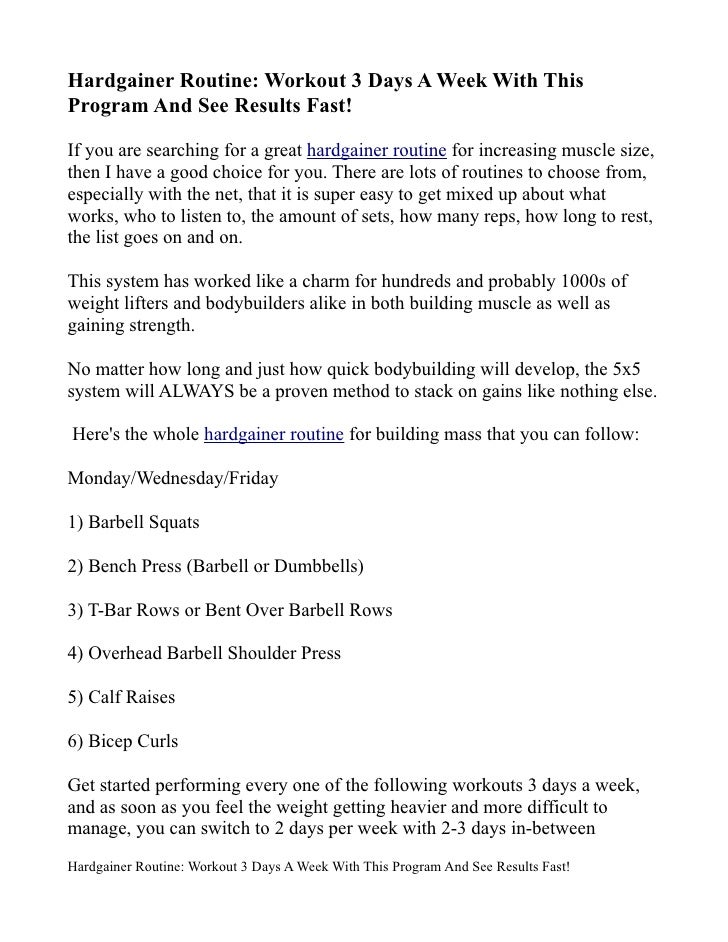 Hardgainer Routine Workout 3 Days A Week With This Program Hardgainer Routine Workout 3 Days A Week With This Program
