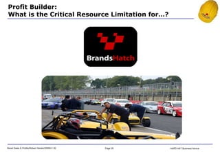 Profit Builder:  What is the Critical Resource Limitation for…? 