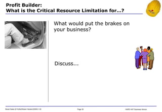 What would put the brakes on your business? Discuss... Profit Builder:  What is the Critical Resource Limitation for…? 
