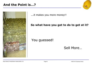 ...it makes you more money!! So what have you got to do to get at it? You guessed! Sell More… And the Point is…? 