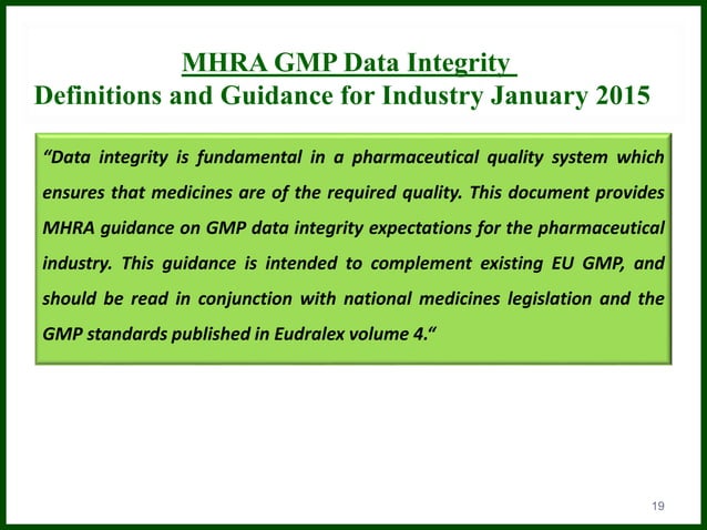DATA INTEGRITY GMP COMPLIANCE | PPTX