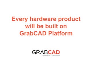 Every hardware product
will be built on
GrabCAD Platform
 