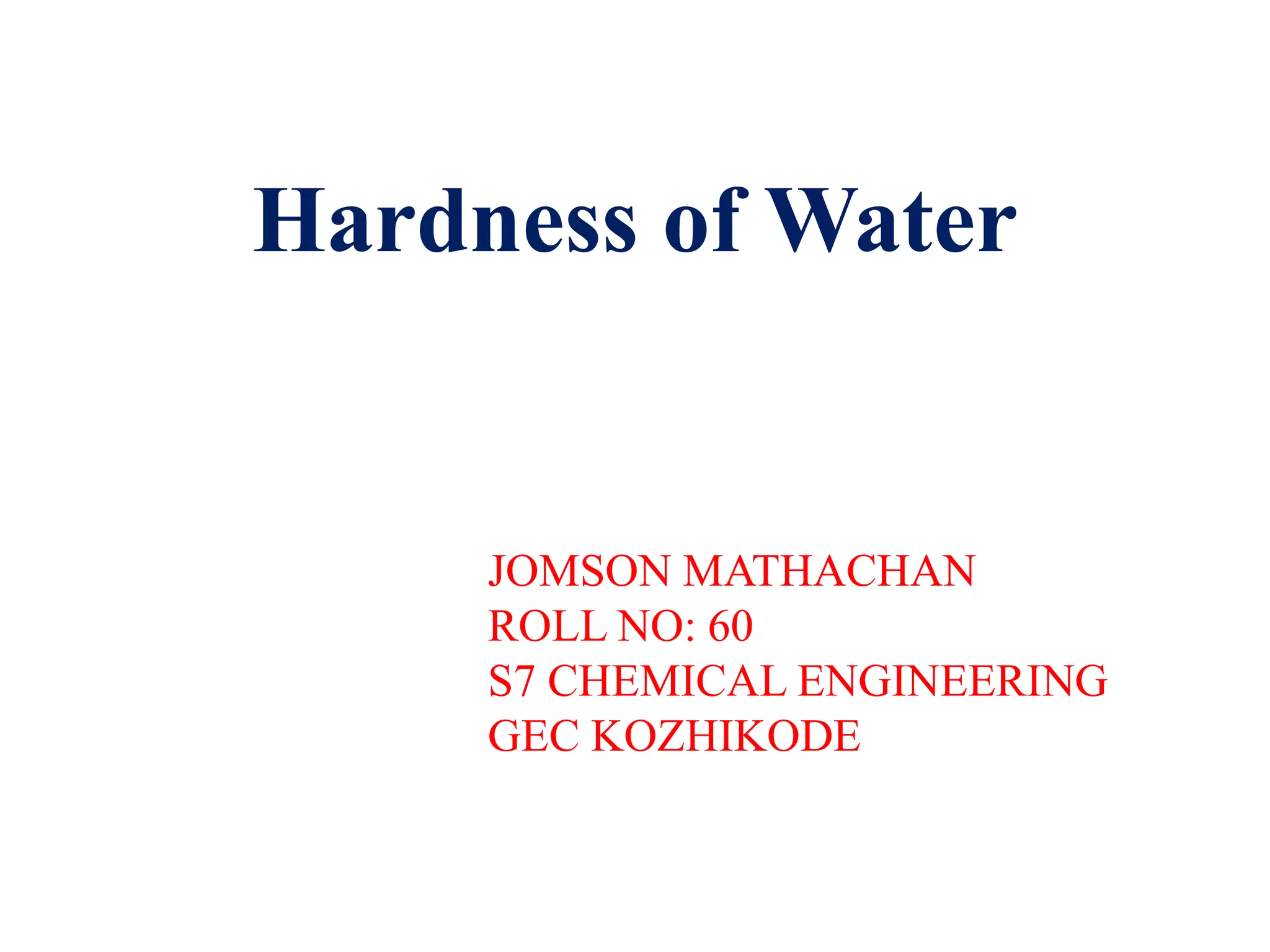 Hardness of water PPT