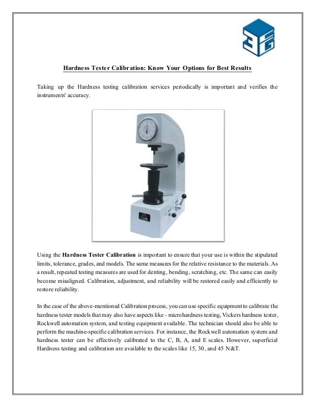 Hardness Tester Calibration Know Your Options for Best Results