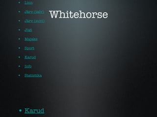Linn Järv (talv) Järv (suvi) Jõgi Majake Sport Karud Info Statistika Karud Whitehorse 