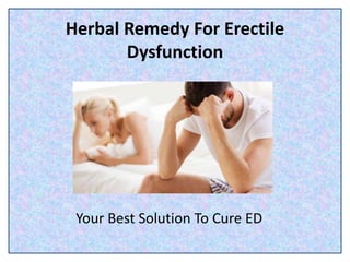 Herbal Remedy For Erectile
Dysfunction
Your Best Solution To Cure ED
 