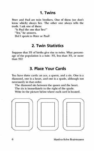 Hard To Solve Brain Teasers Hard To Solve Brain Teasers