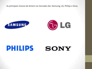 As principais marcas de drivers no mercado são: Samsung, LG, Philips e Sony.
 