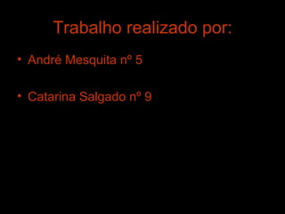 Trabalho realizado por: André Mesquita nº 5 Catarina Salgado nº 9 