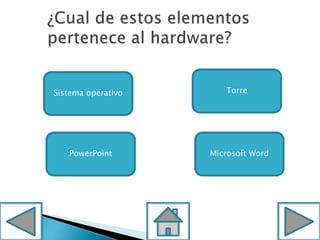 Sistema operativo
PowerPoint
Torre
Microsoft Word
 