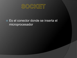  Es el conector donde se inserta el 
microprocesador 
 