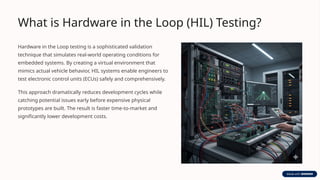 Hardware In The Loop Testing Example Enhancing Product Validation with Hardware Loop Testing in Bangalore | PPTX