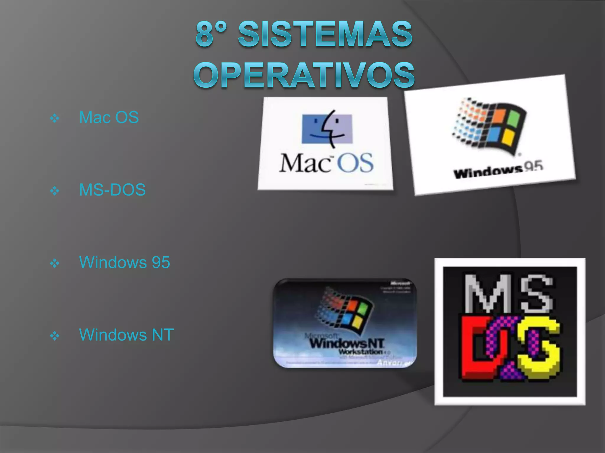    Mac OS



   MS-DOS



   Windows 95



   Windows NT
 