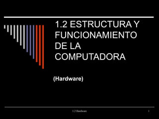1.2 Hardware 1
1.2 ESTRUCTURA Y
FUNCIONAMIENTO
DE LA
COMPUTADORA
(Hardware)
 