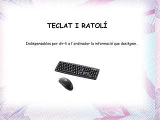 TECLAT I RATOLÍ  Indispensables per dir-li a l'ordinador la informació que desitgem. 
