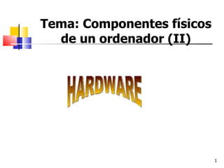 Tema: Componentes físicos de un ordenador (II) HARDWARE 