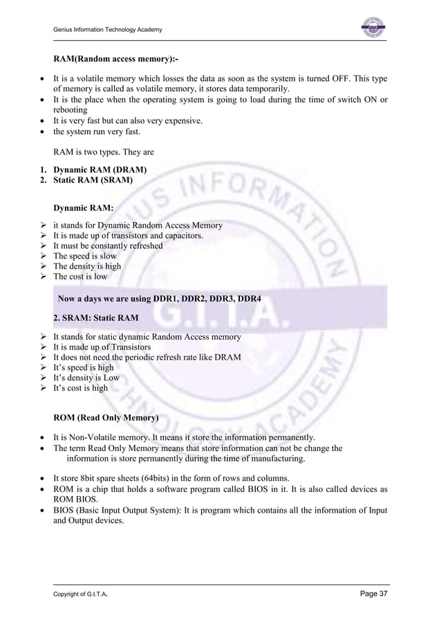 Computer Hardware A+ - GITAcademy | PDF