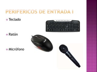  Teclado
 Ratón
 Micrófono
 